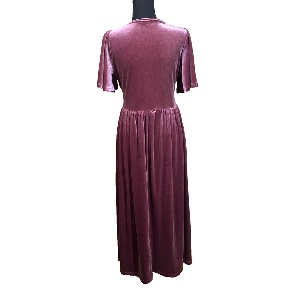 Zilcremo Velvet Babydoll Fit & Flare Midi Dress Size Medium Romantic Coquette - Picture 2 of 14